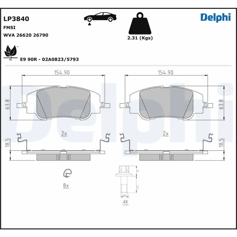Pastillas de freno 1681371180 Opel