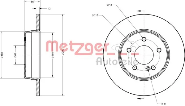 6110218 Metzger Freno de disco trasero