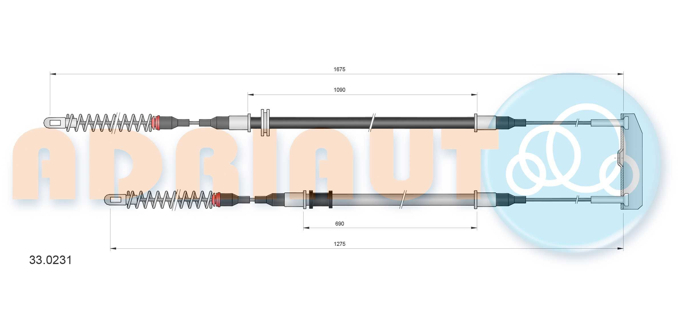 330231 Adriauto Cable de freno de mano trasero derecho/izquierdo