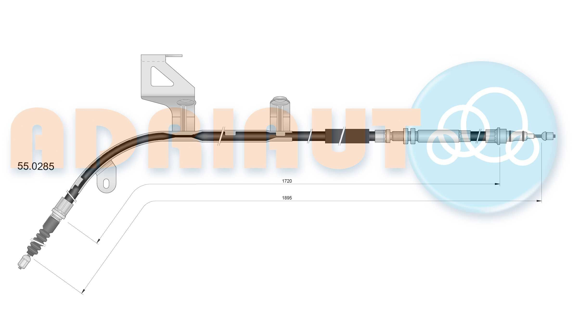 550285 Adriauto Cable de freno de mano trasero derecho