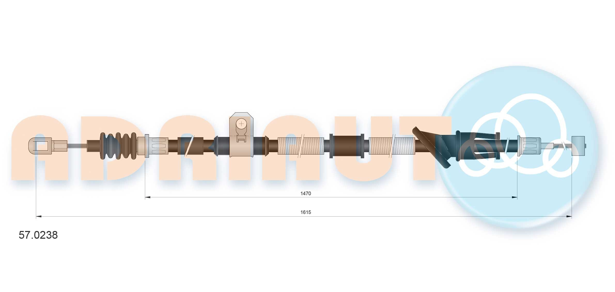 570238 Adriauto Cable de freno de mano trasero derecho