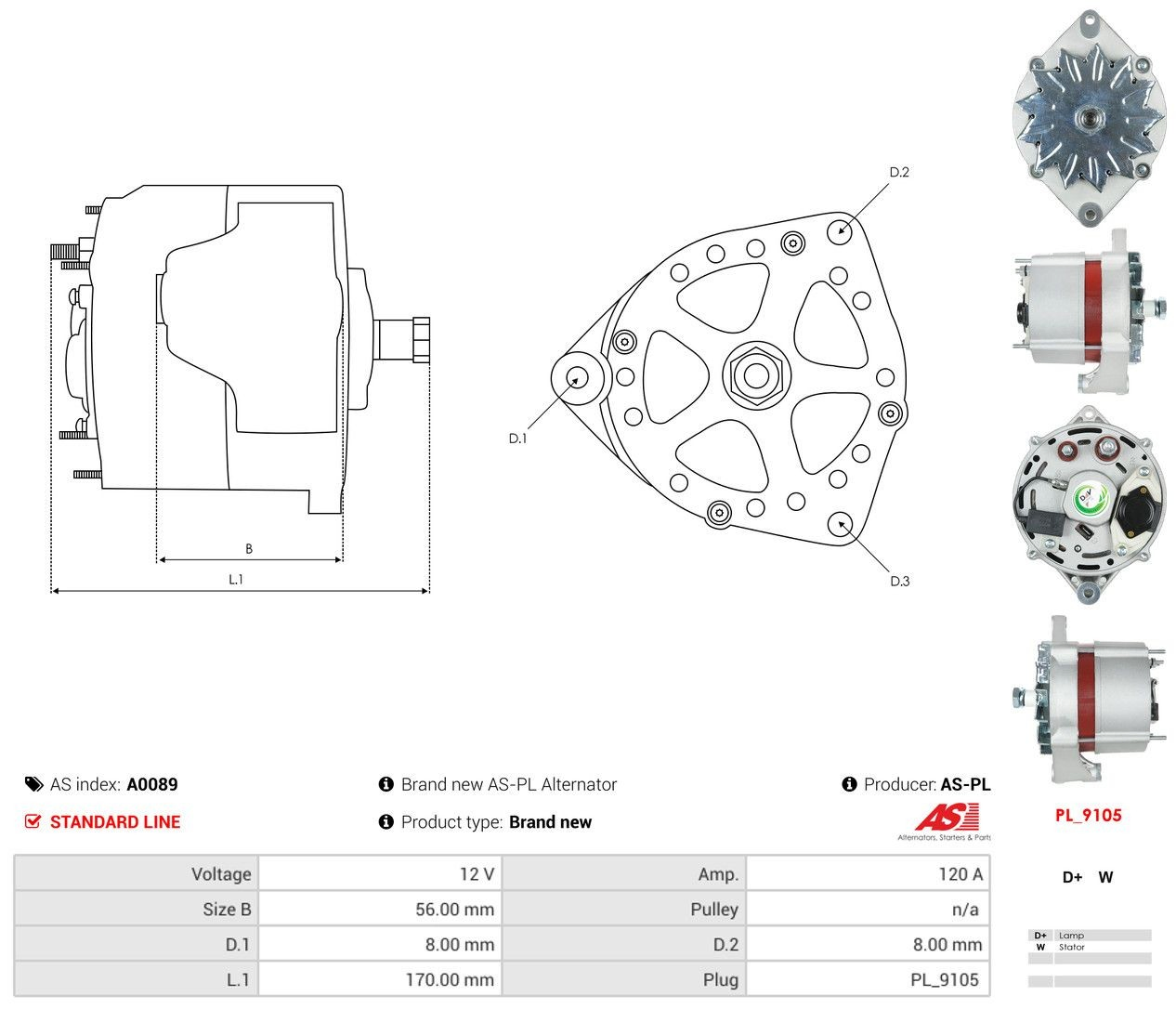 Alternador del motor As-pl A0089 precio, desde 157,92 EUR