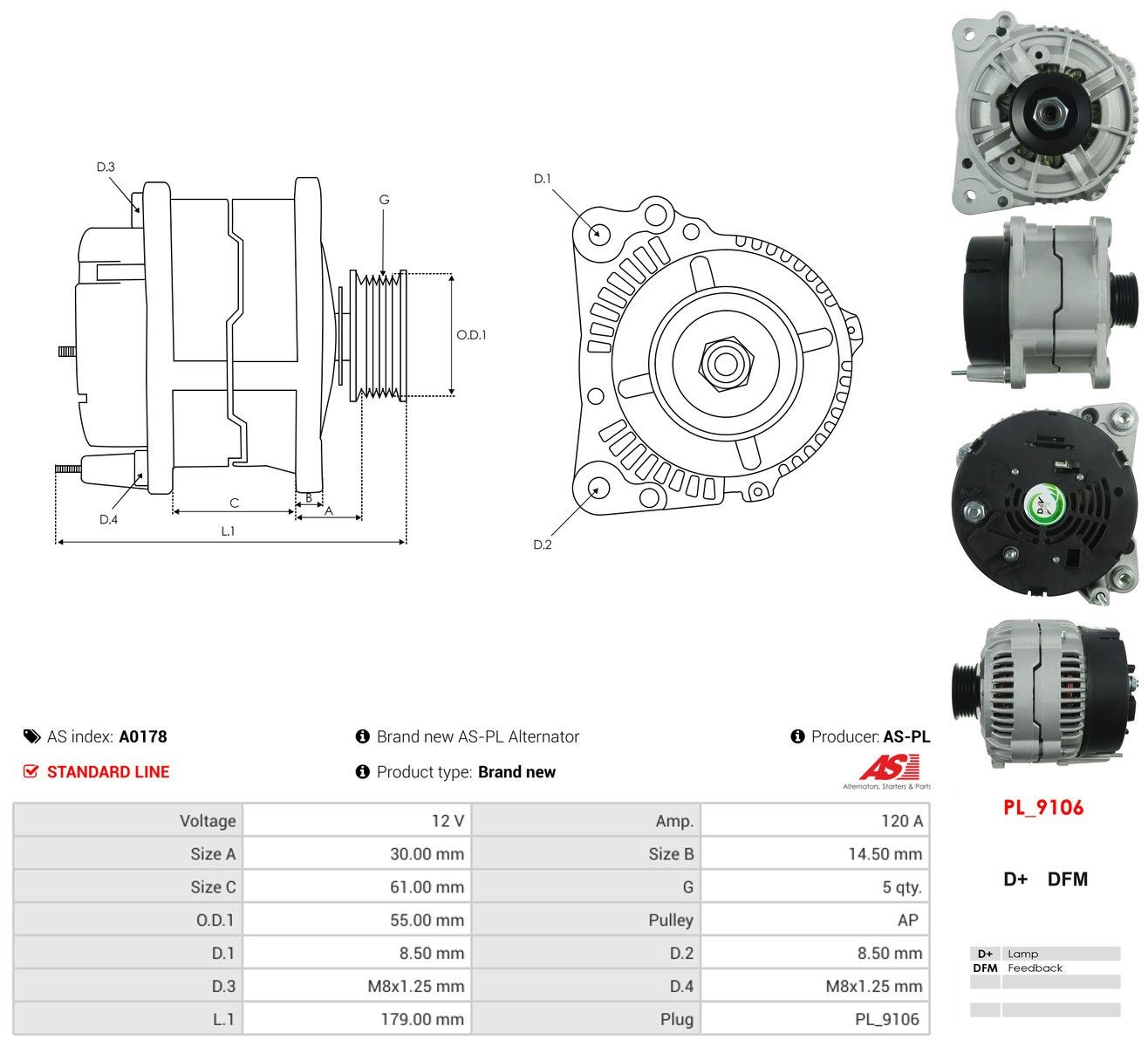 Alternador del motor As-pl A0178 precio, desde 185,13 EUR
