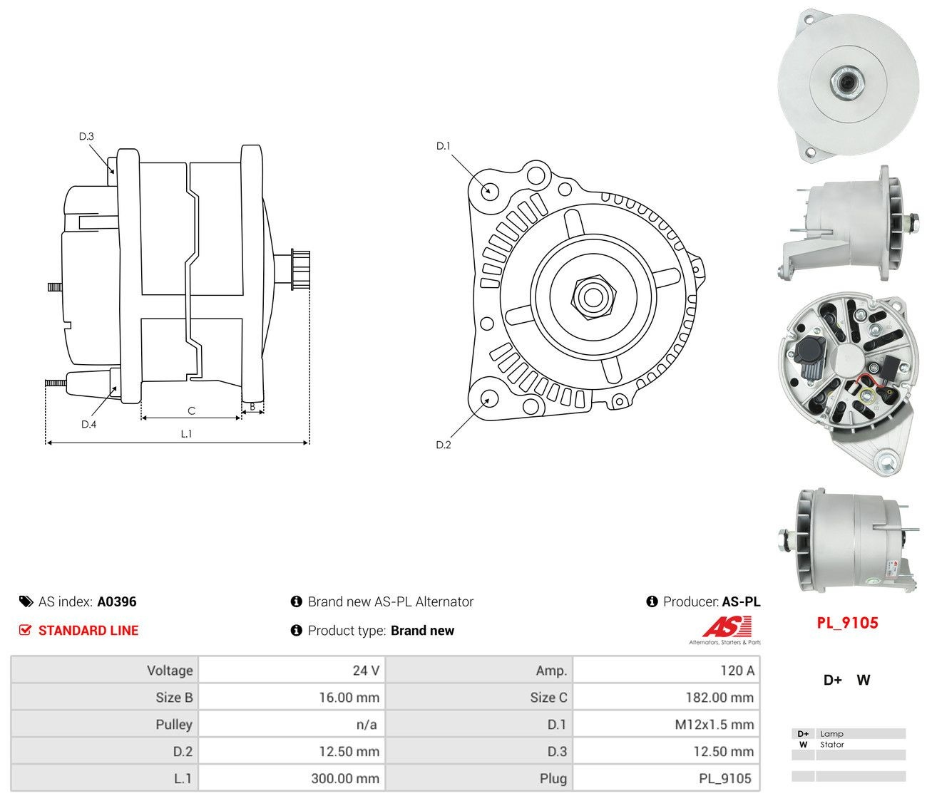 Alternador del motor As-pl A0396 precio, desde 489,36 EUR