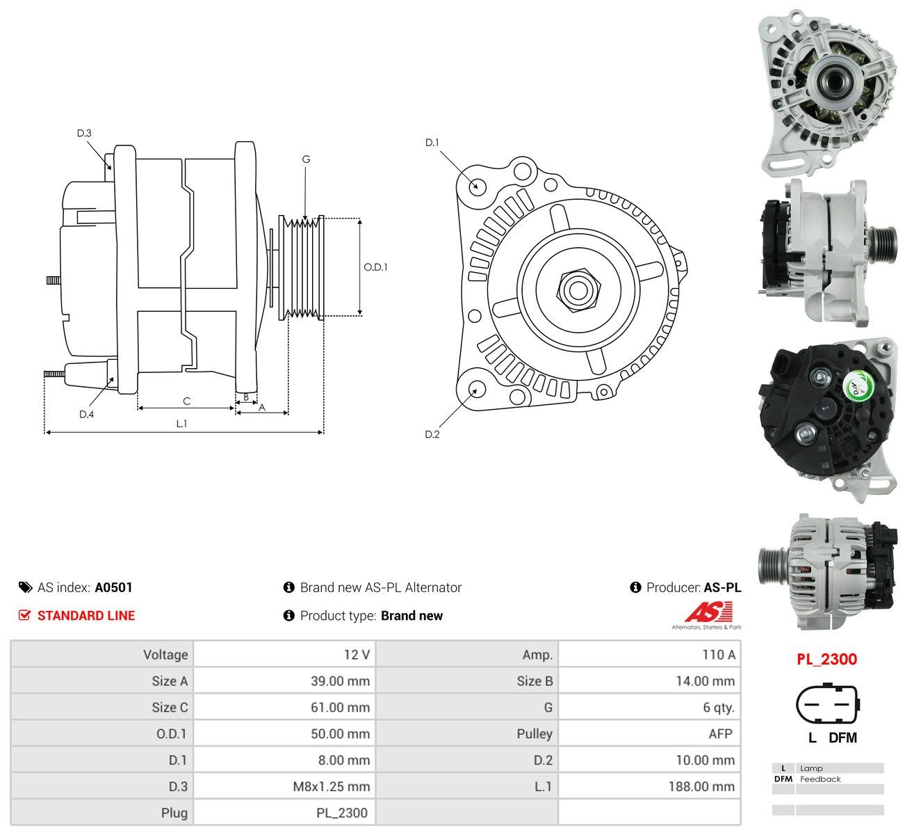 Alternador A0501 As-pl