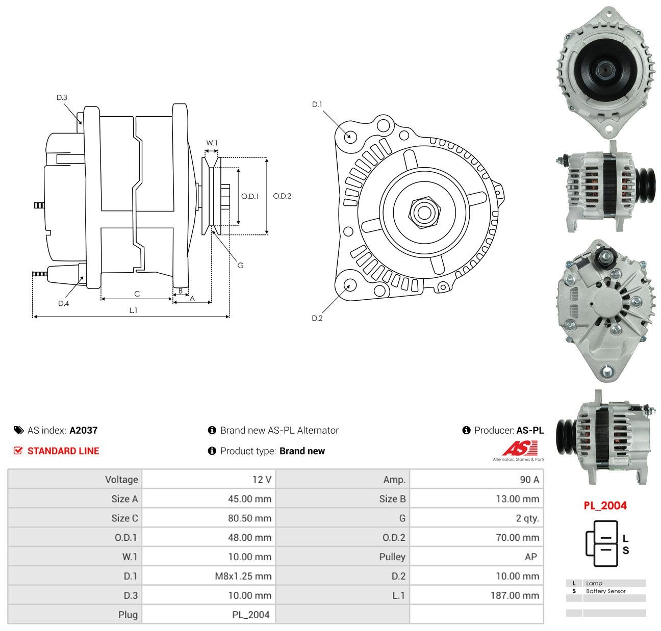 Alternador A2037 As-pl