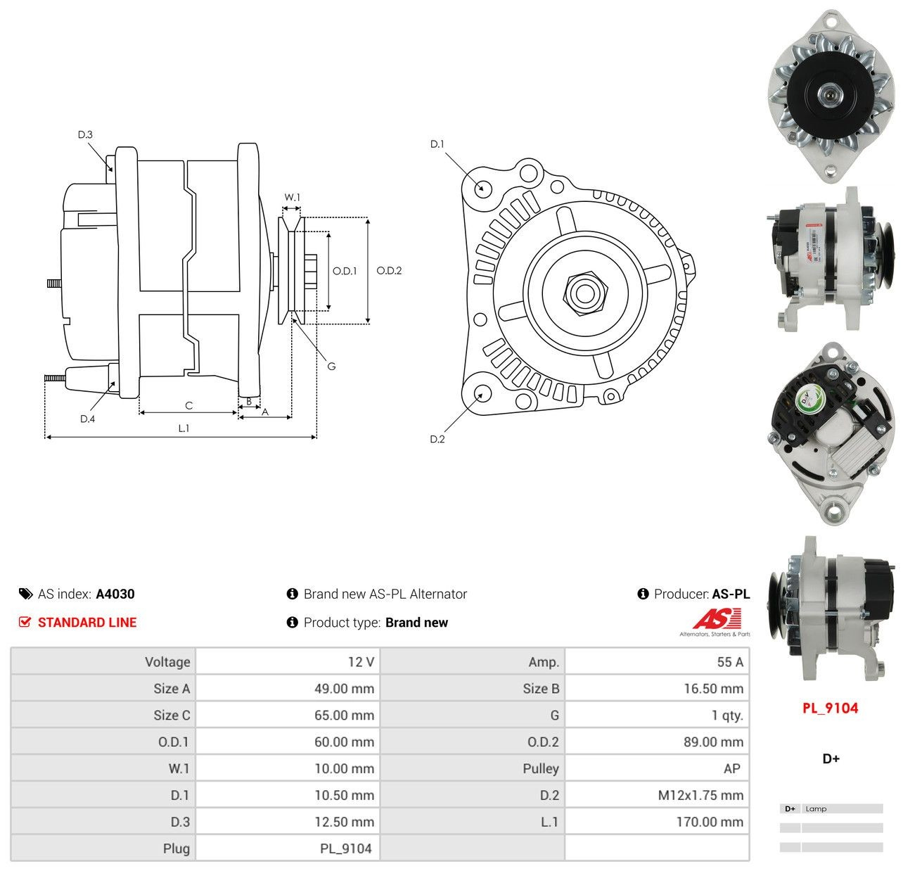 Alternador del motor As-pl A4030 precio, desde 101,93 EUR