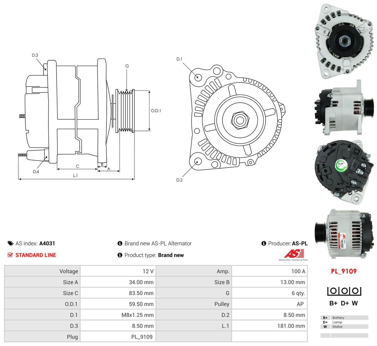 Alternador A4031 As-pl