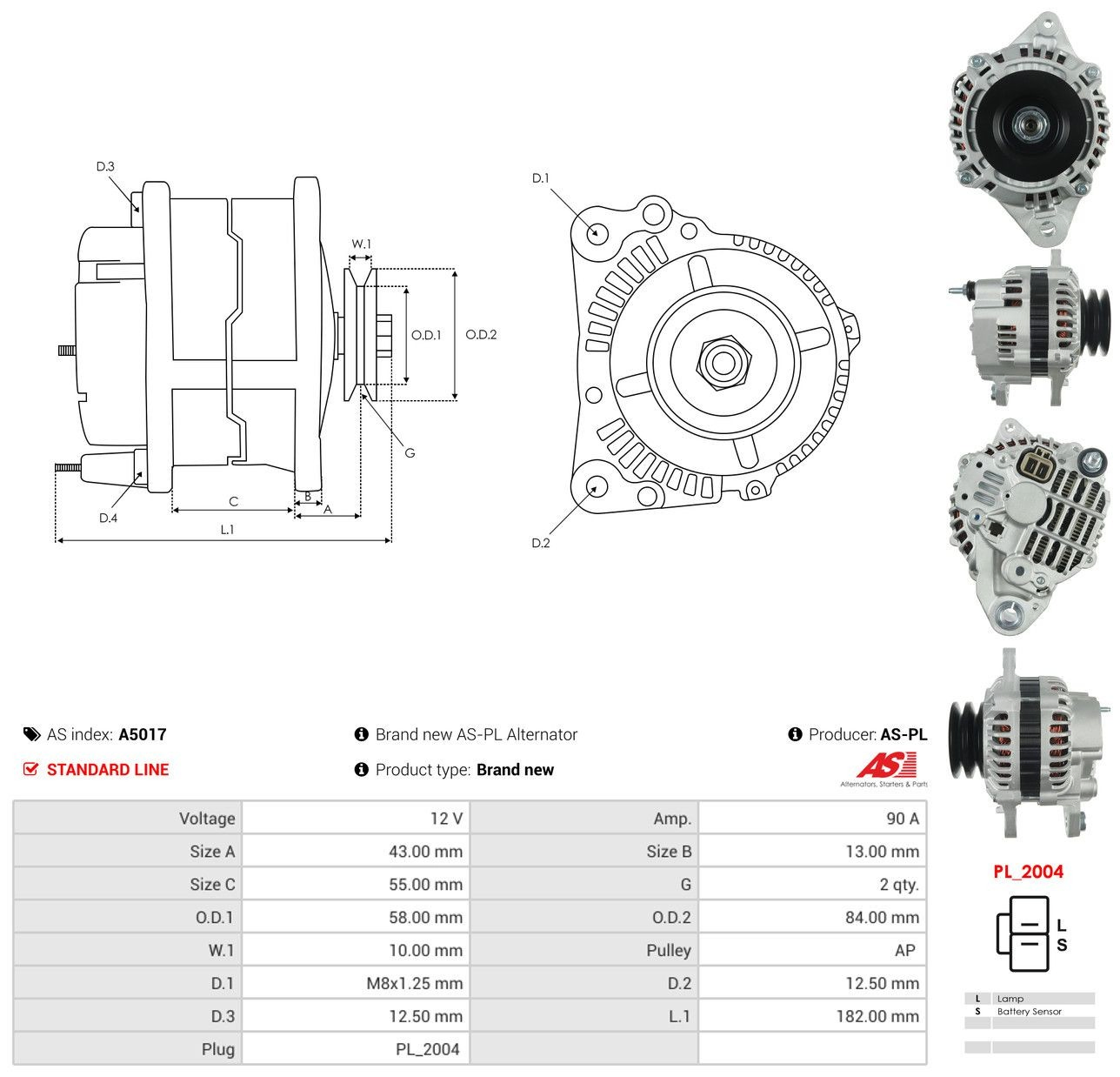 Alternador del motor As-pl A5017 precio, desde 124,87 EUR