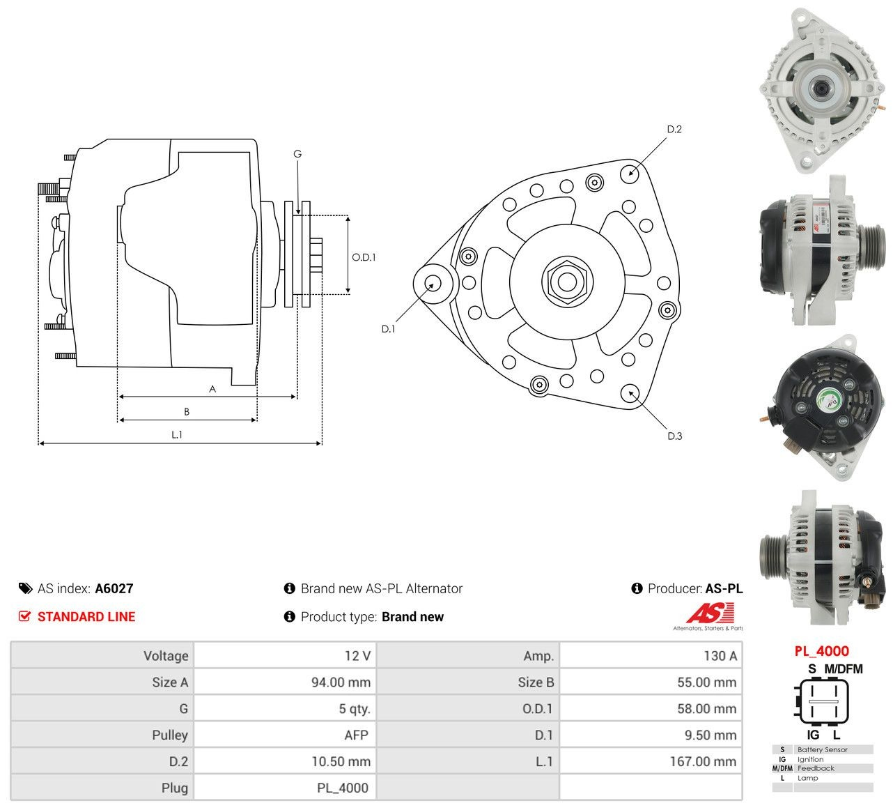 Alternador A6027 As-pl