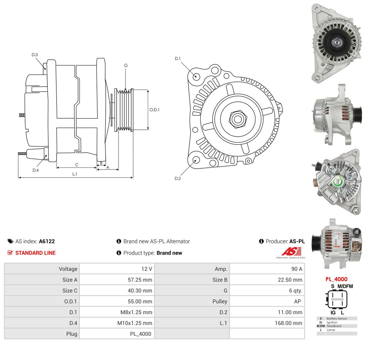 Alternador 0124325079 Toyota