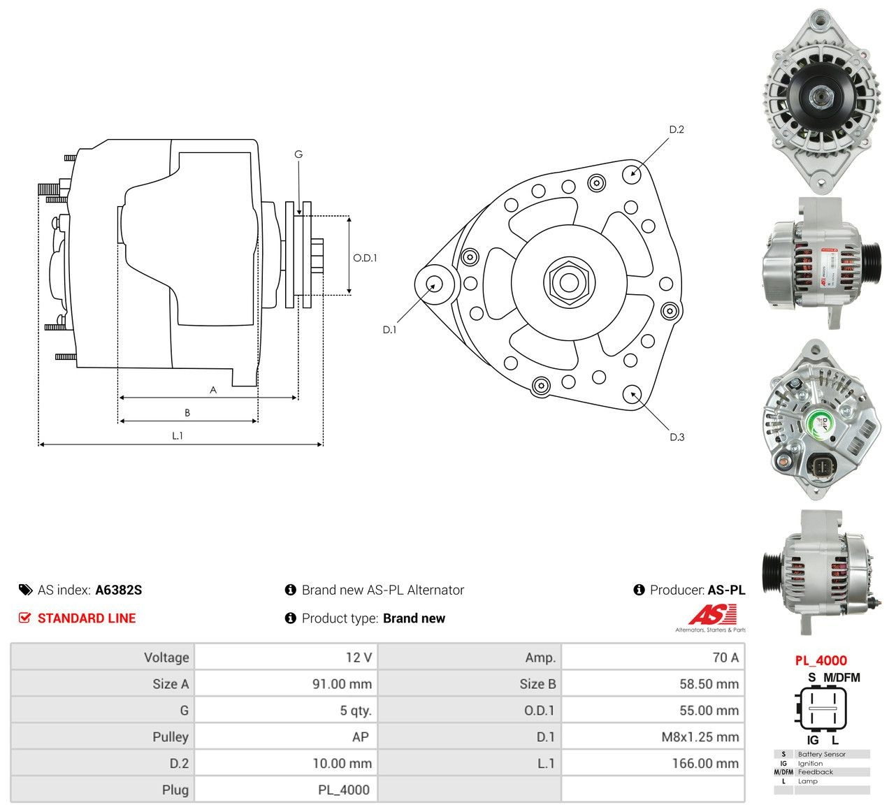 Alternador del motor As-pl A6382S precio, desde 138,80 EUR