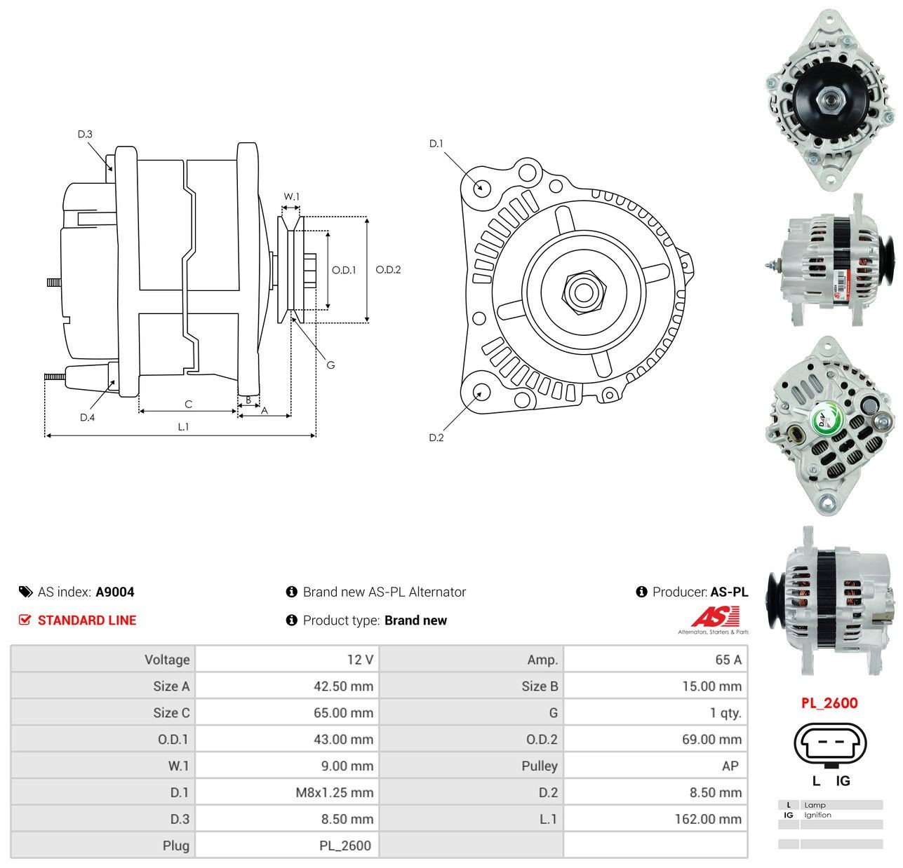 Alternador A9004 As-pl
