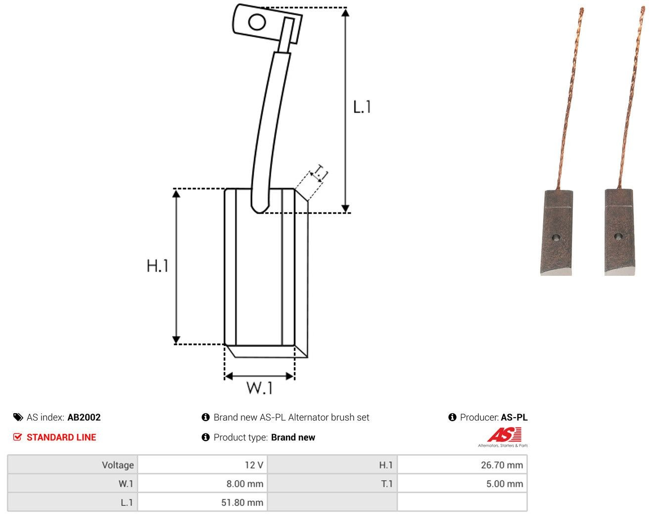 Escobilla de carbón, alternador para Nissan Almera I N15