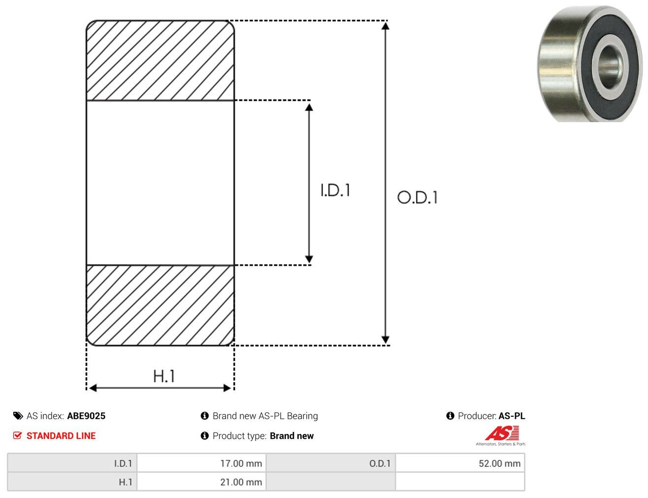 Rodamiento alternador 5001836334 Nissan/Infiniti