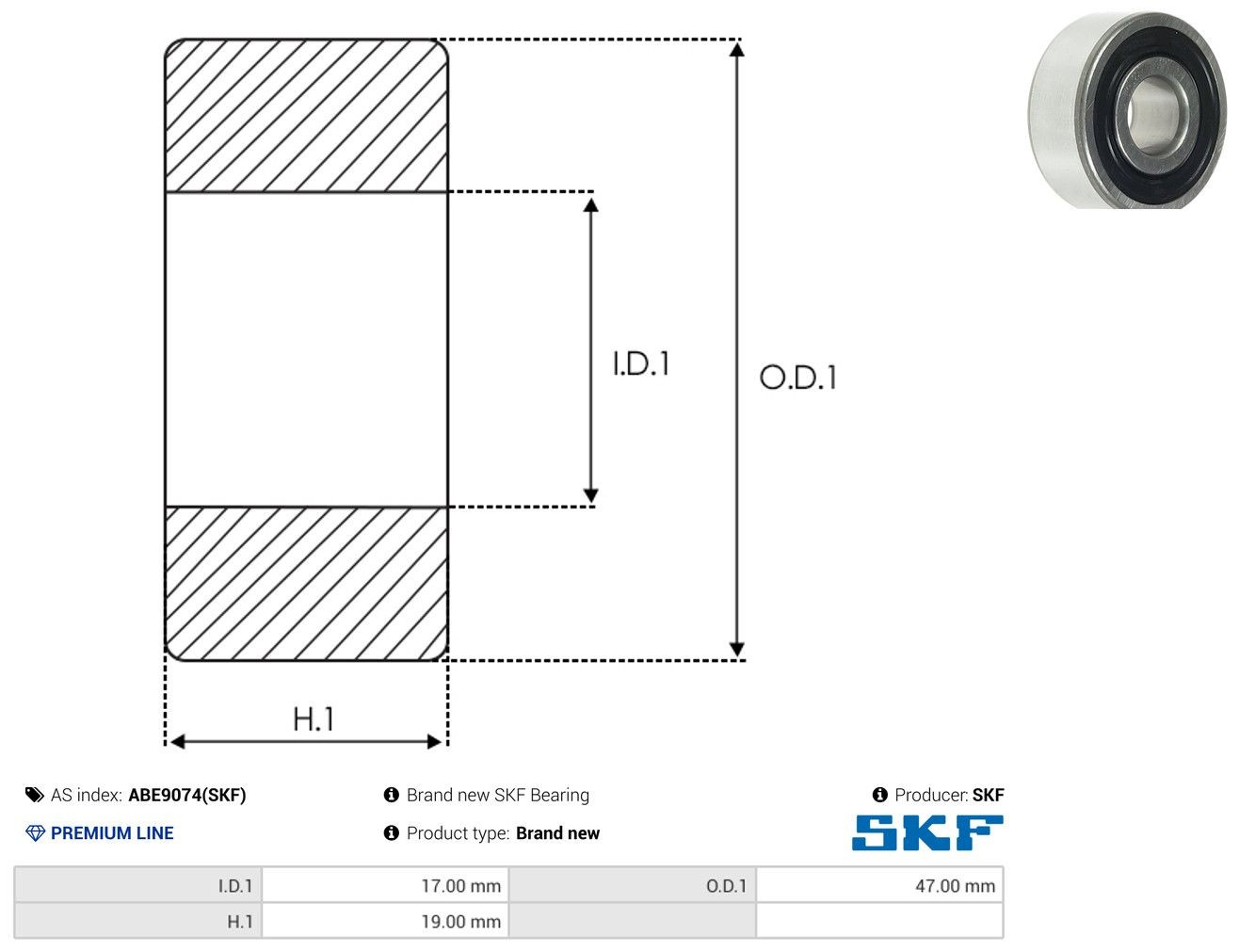 Cojinete alternador Cargo 62303