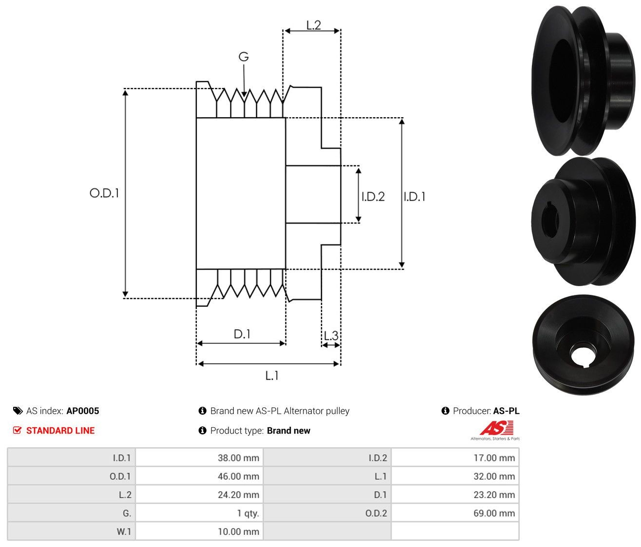 Polea alternador AP0005 As-pl