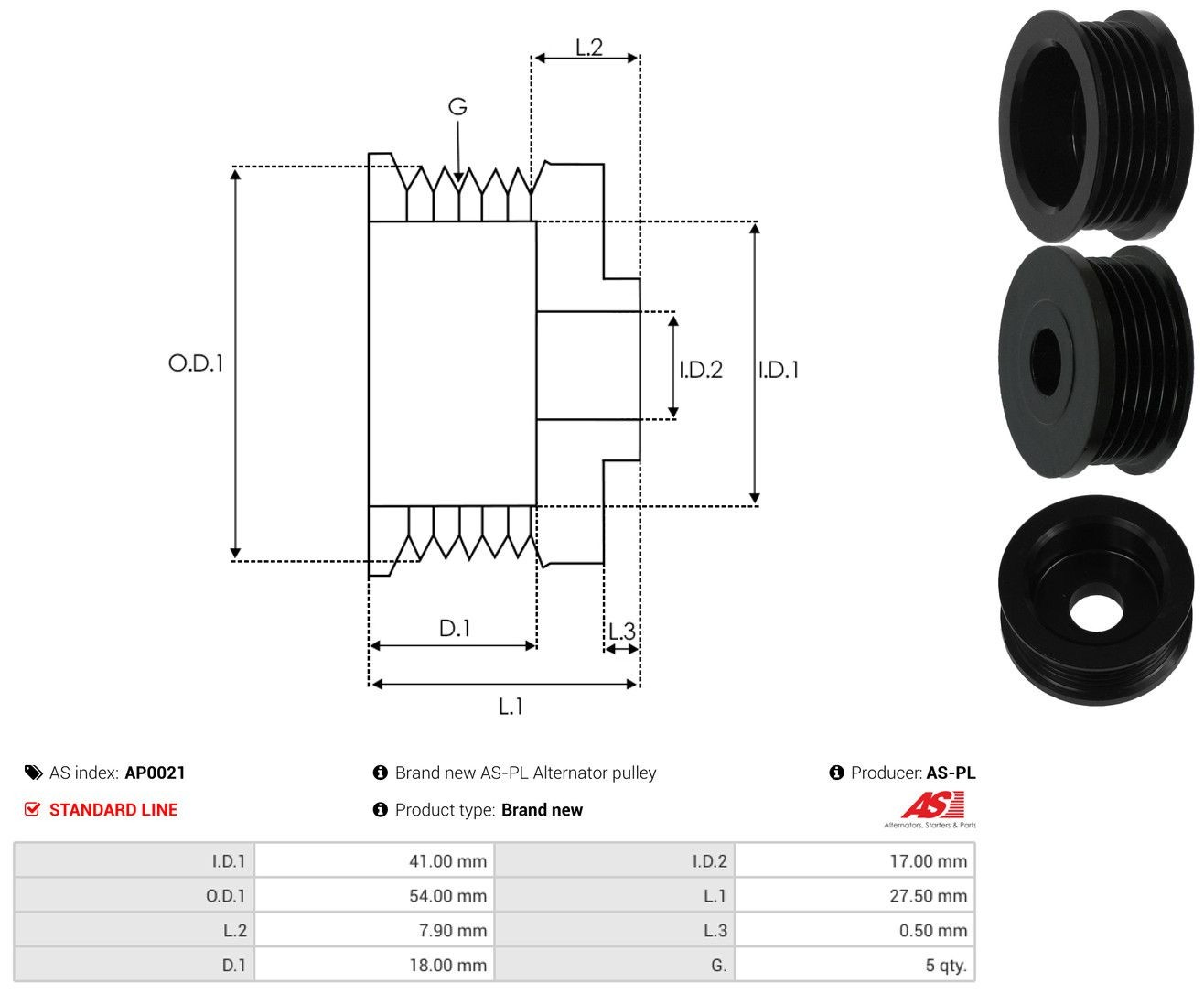 Polea alternador AP0021 As-pl