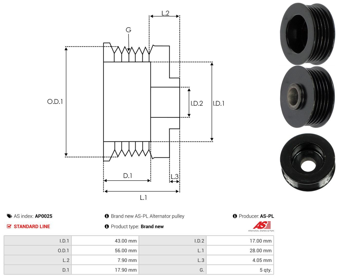 Polea alternador AP0025 As-pl