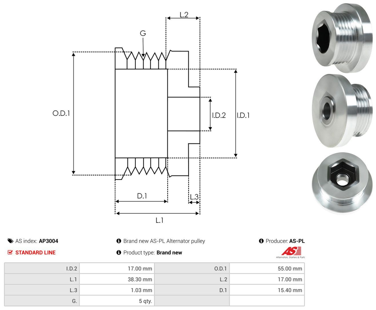 Polea alternador AP3004 As-pl