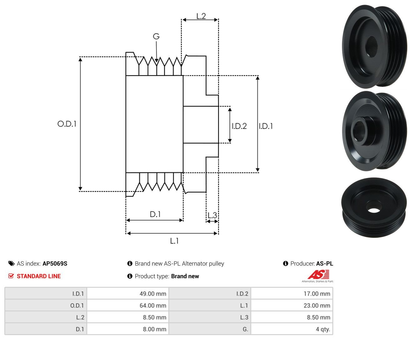 Polea de alternador Hyundai Sonata III