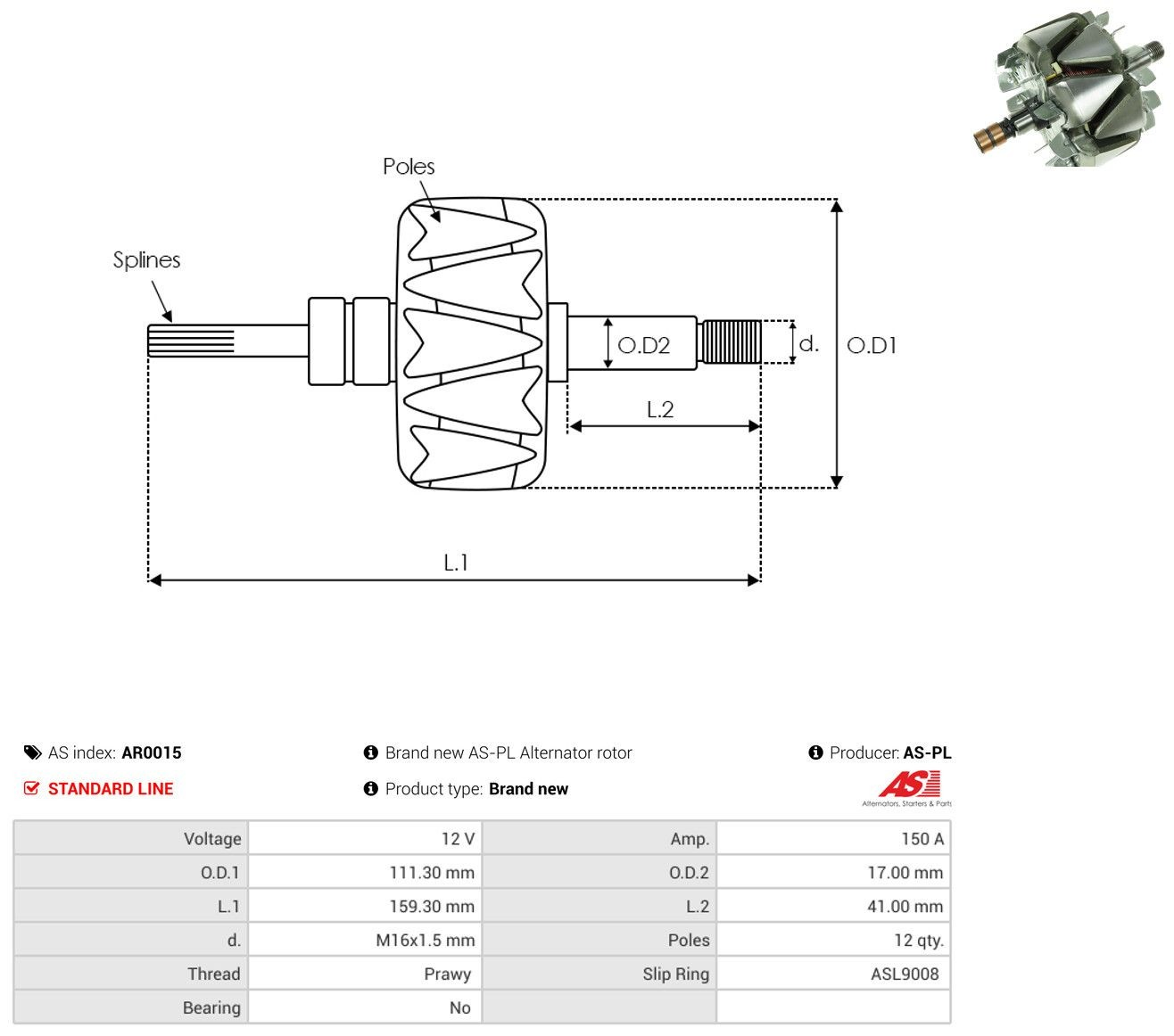 Rotor del alternador Mitsubishi Lancer X sedán (CY_A, CZ_A) (2007 - 2026) precio, desde 69,27 EUR