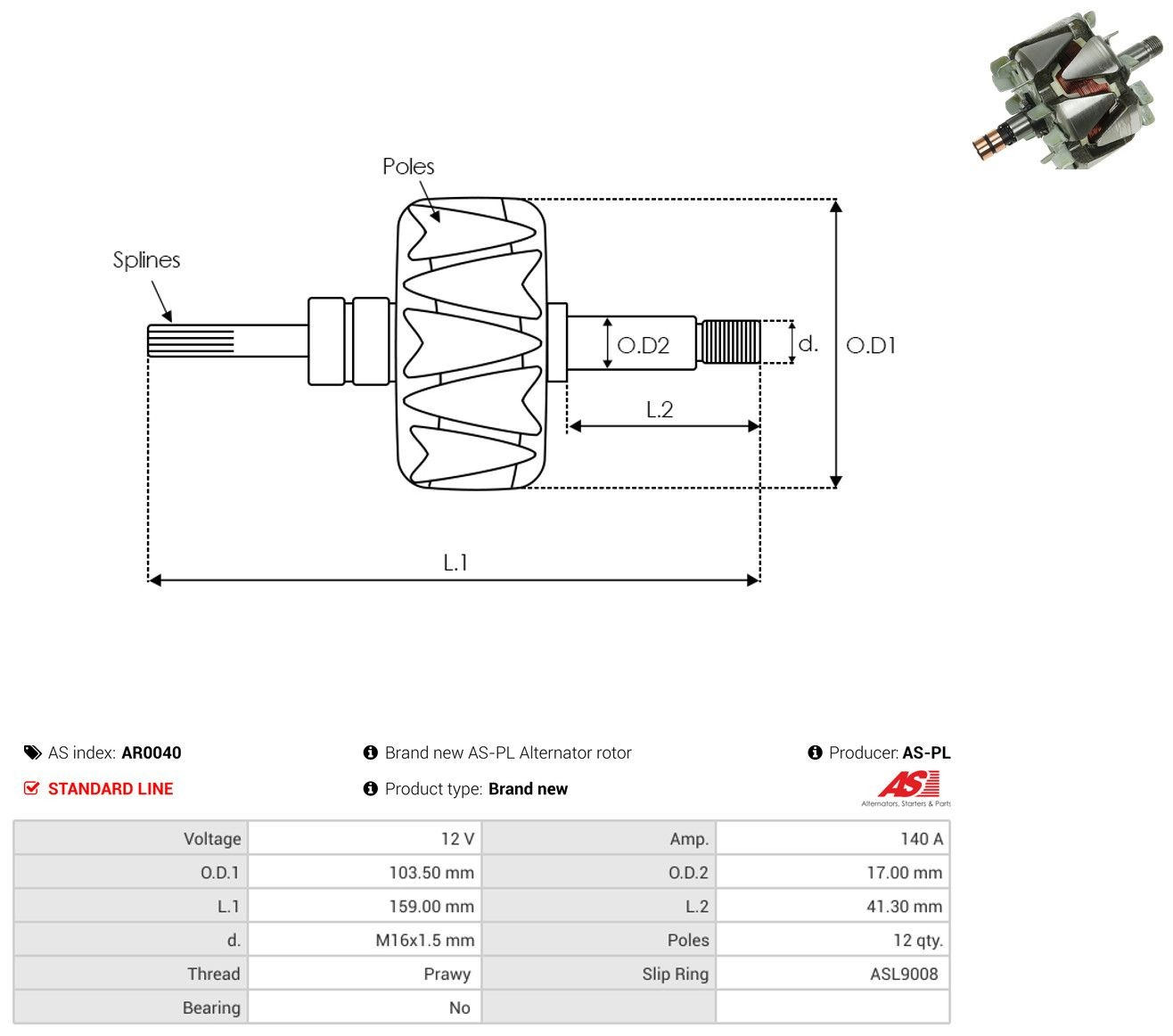  Rotor del alternador Mitsubishi Grandis 