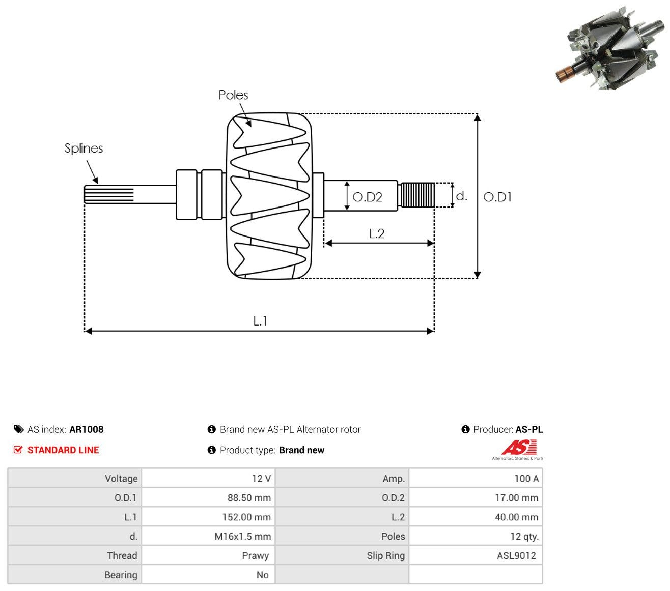 Rotor del alternador Chevrolet Orlando 