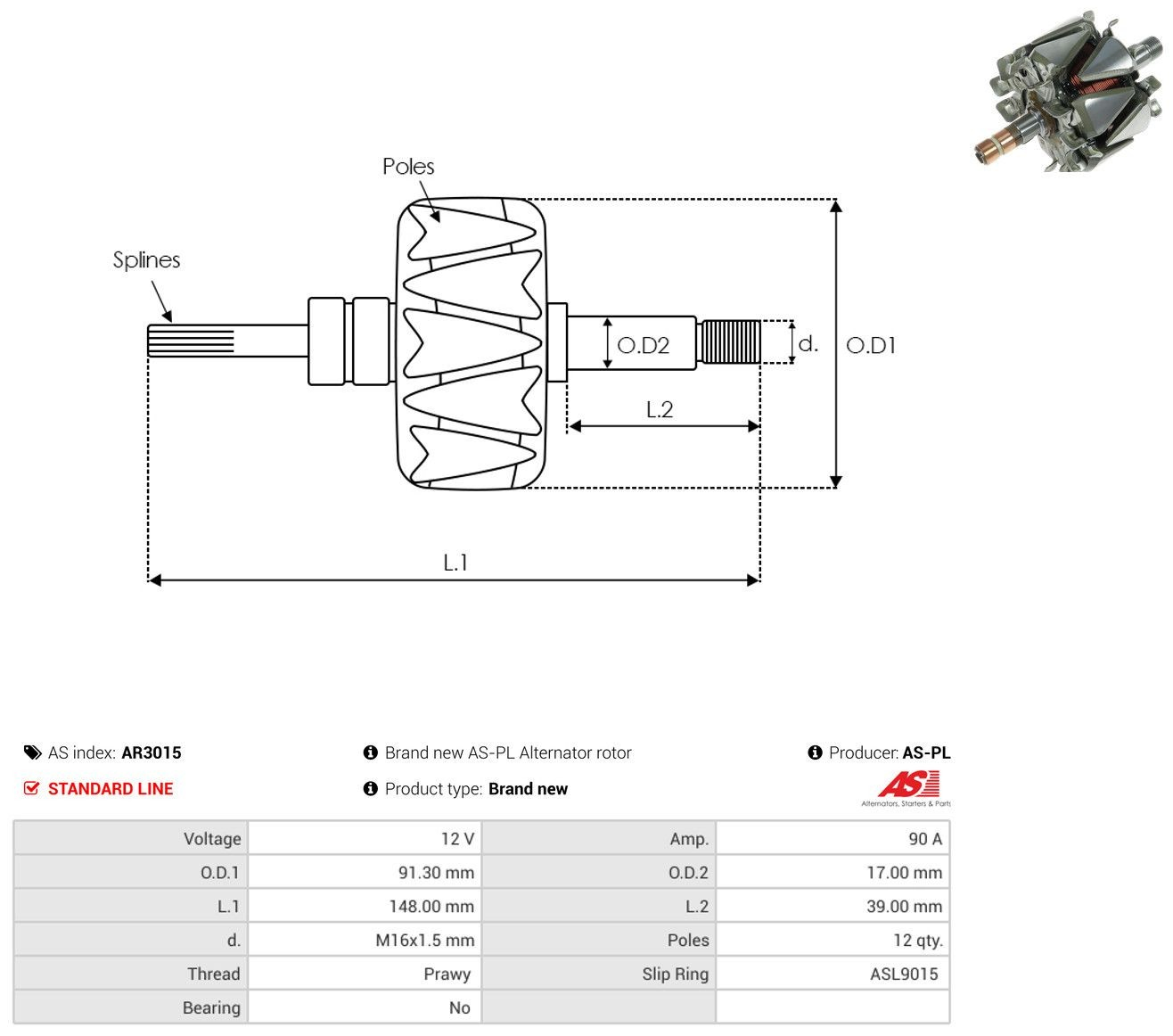 Rotor del alternador KIA Carens II