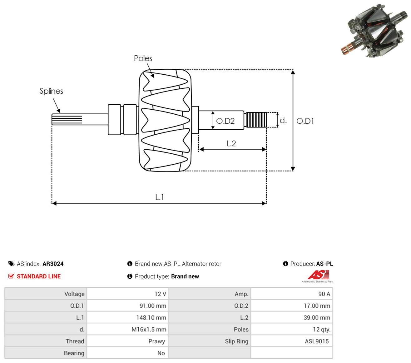  Rotor del alternador KIA Carens 3