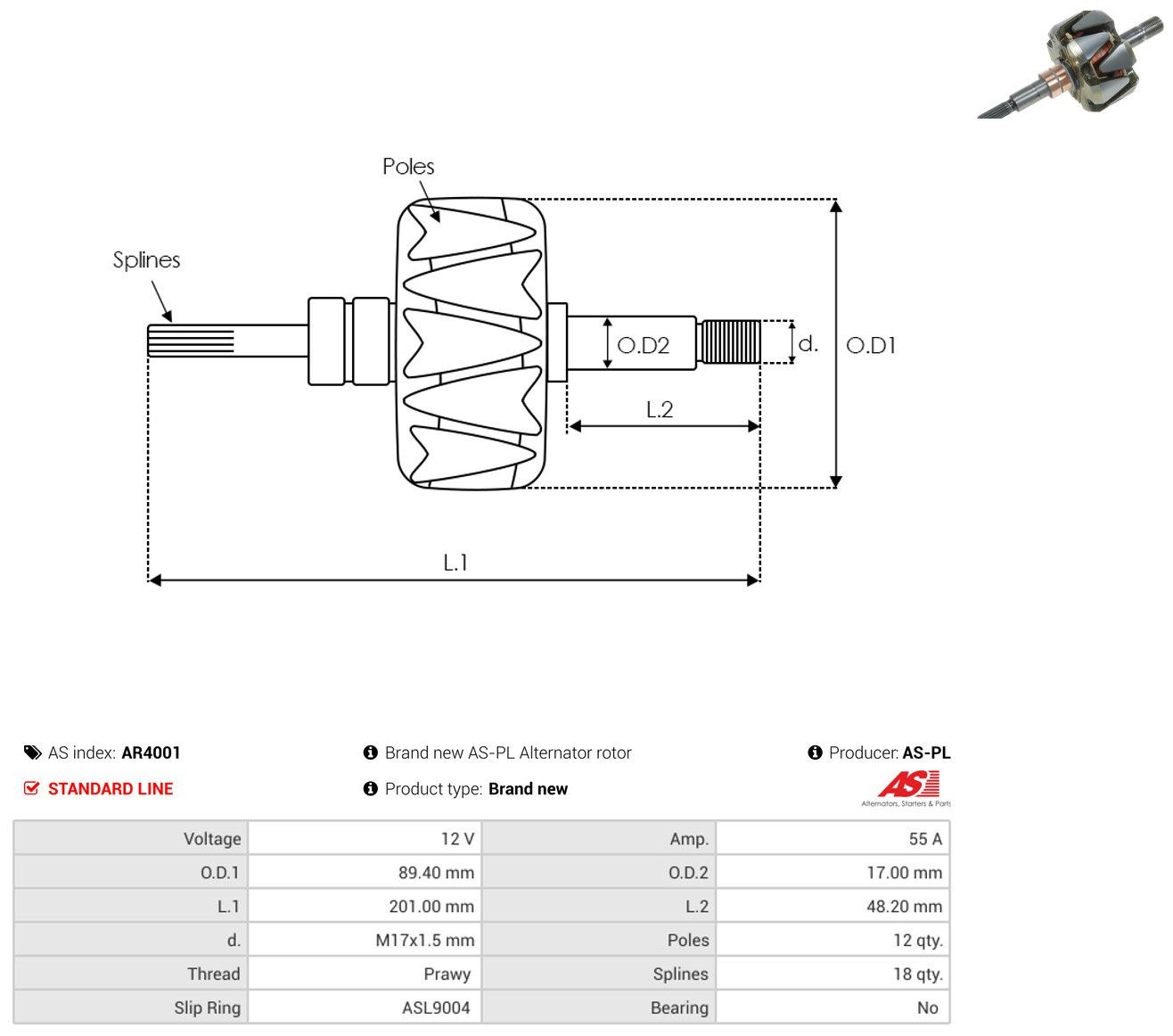 Rotor del alternador para Ford Transit IV E