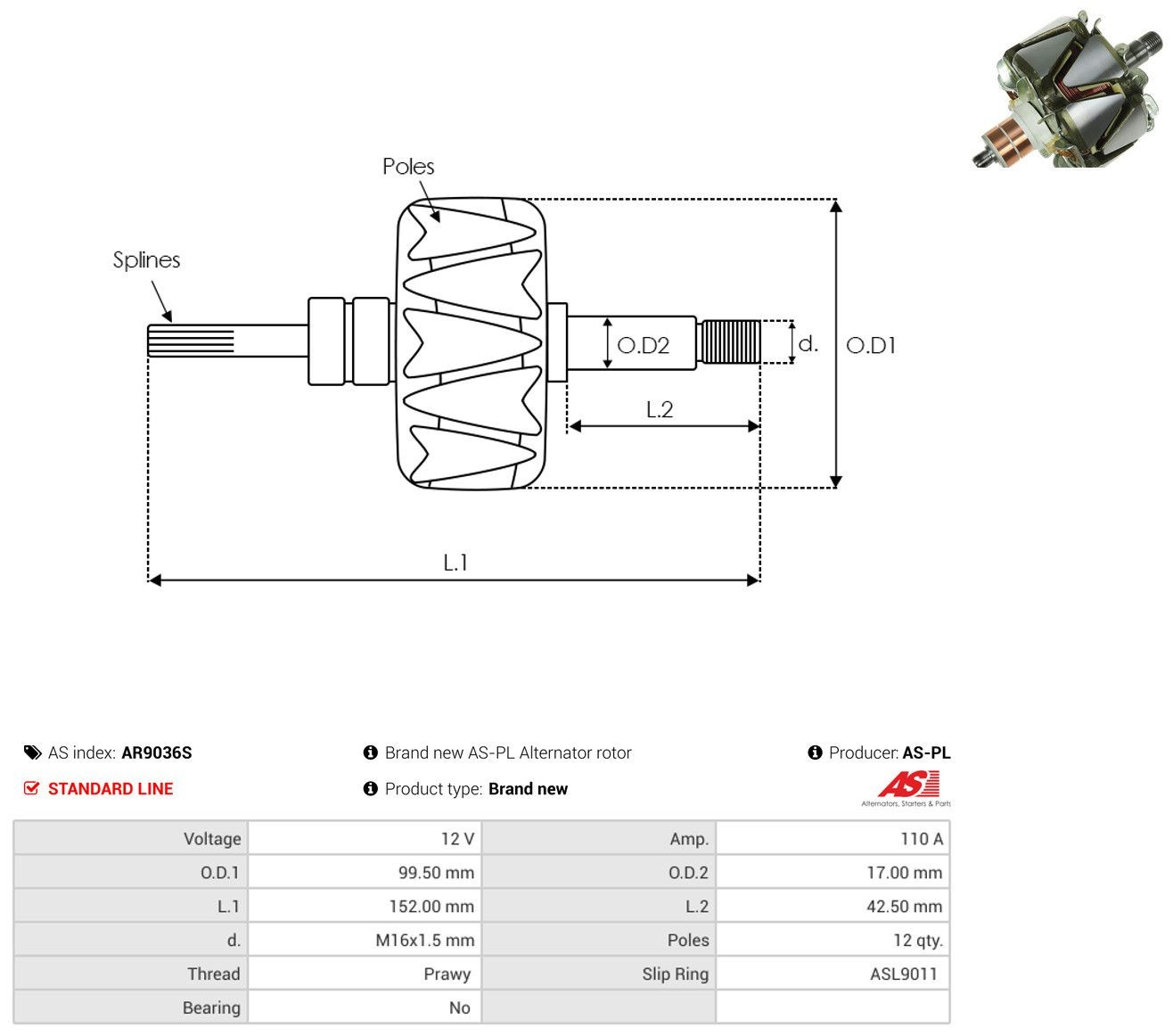 Rotor del alternador Ford Maverick II