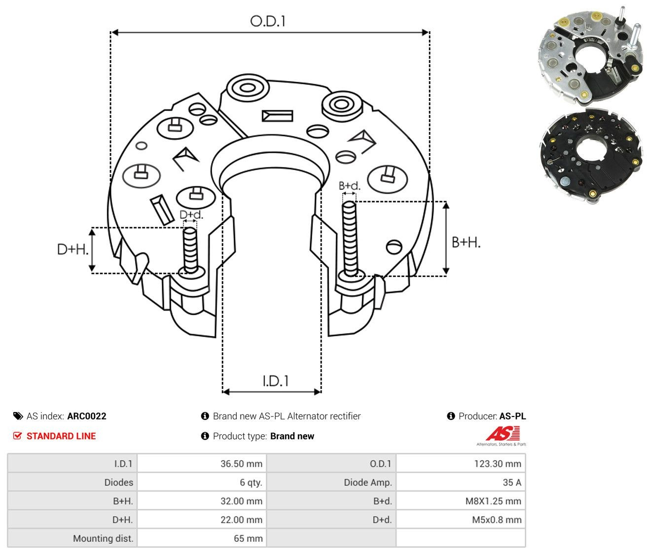 Puente de diodos, alternador para Chrysler Voyager II GS 
