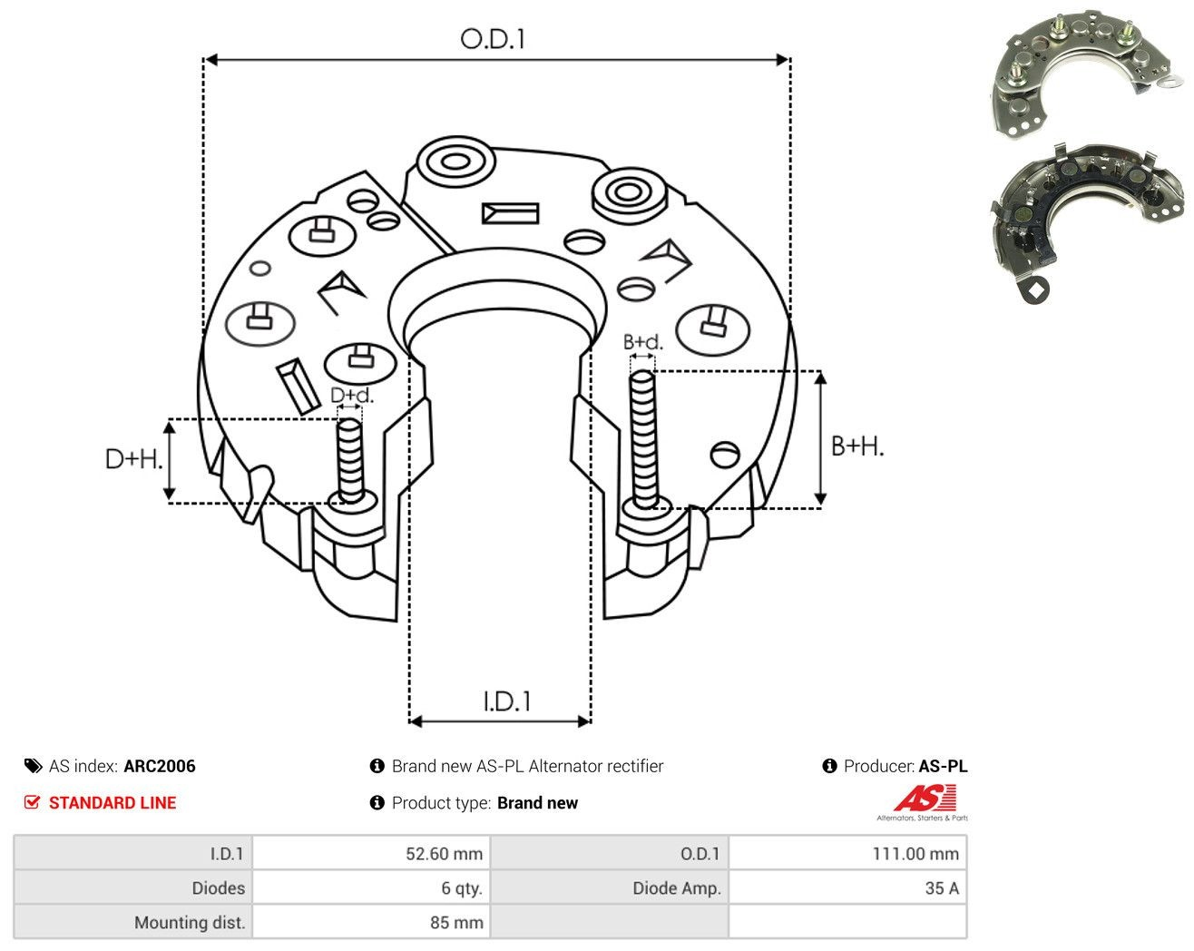  Puente de diodos, alternador Isuzu Trooper 