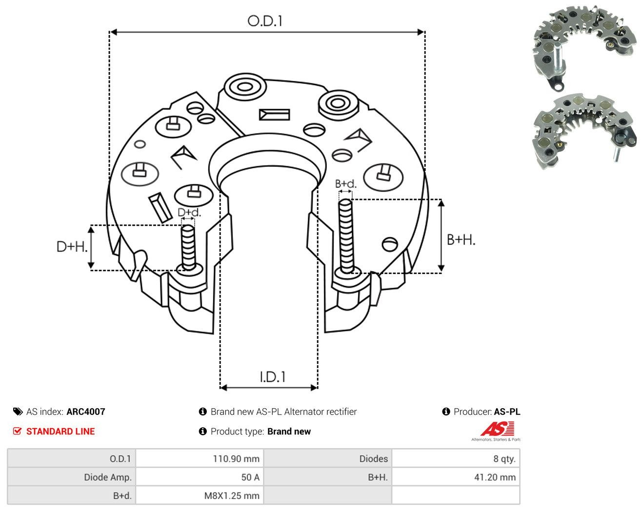  Puente de diodos, alternador Land Rover Discovery 2