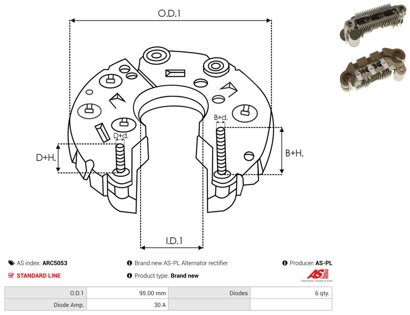 Puente de diodos, alternador para Honda Civic VI EJ9, EK3/4