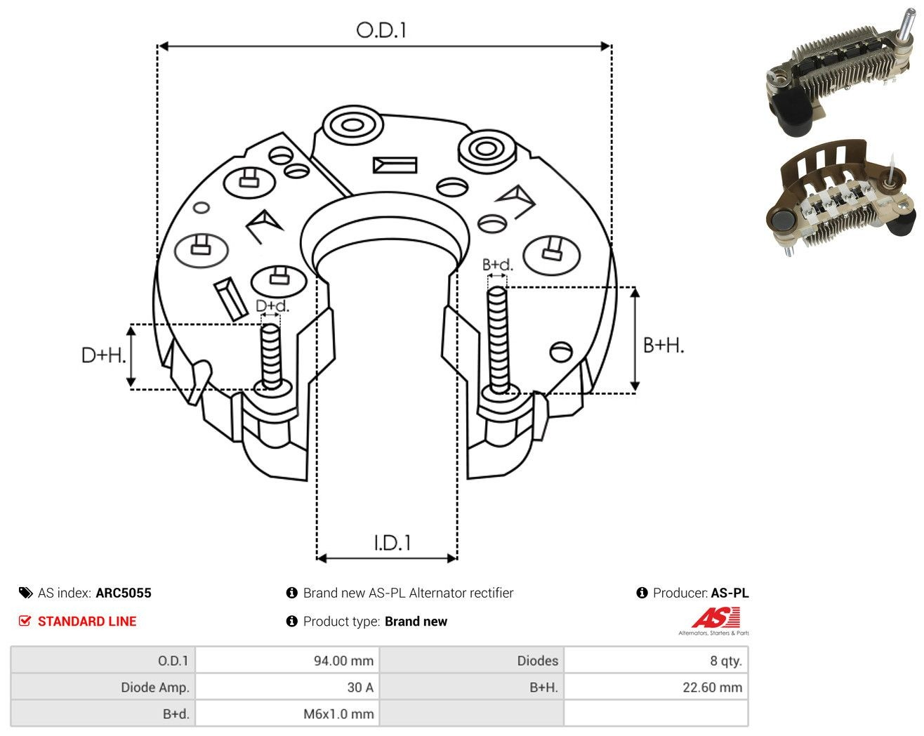  Puente de diodos, alternador Mitsubishi Galant 6