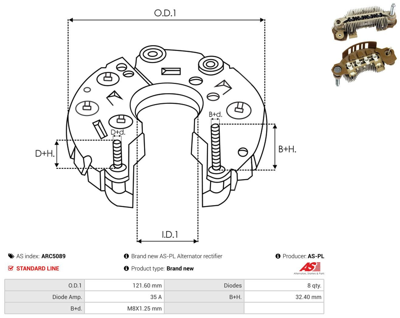 Puente rectificador del alternador Mazda 6 sedán (GH) (2007 - 2009) precio, desde 18,69 EUR