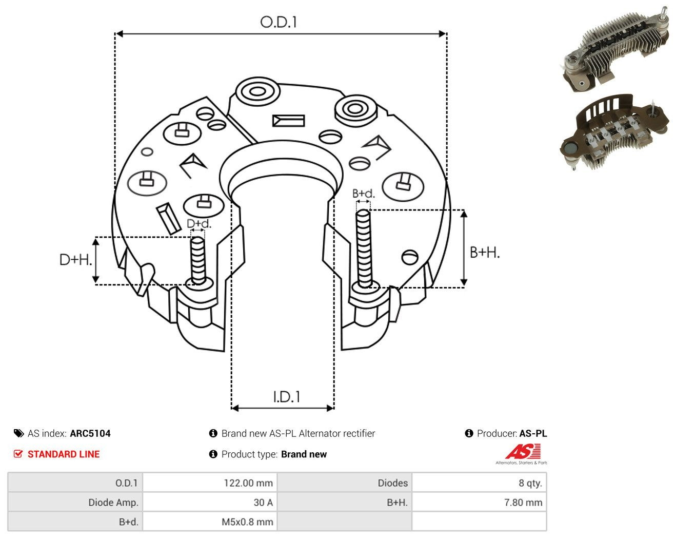 Comprar Puente de diodos, alternador Mazda 5 I CR