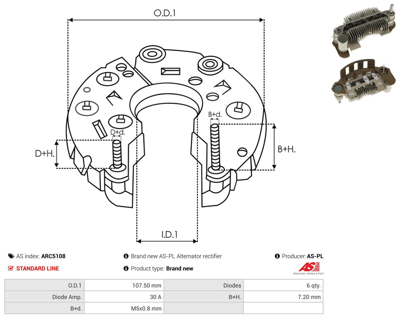  Puente de diodos, alternador Mazda 323 
