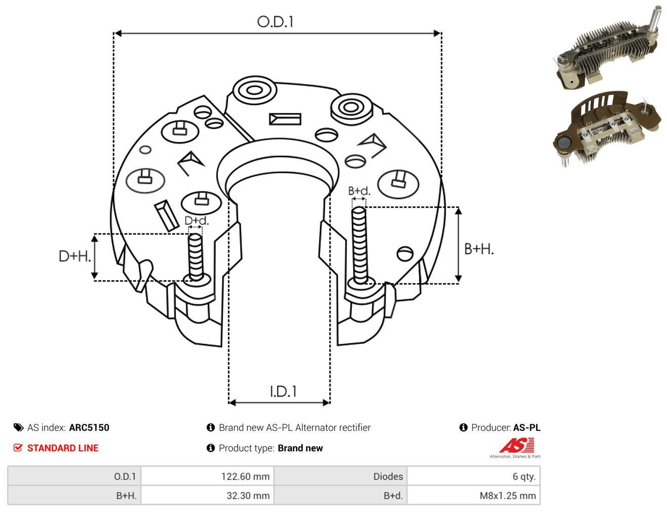 Alternador Diodo Puente Rectificador Mitsubishi ASX 