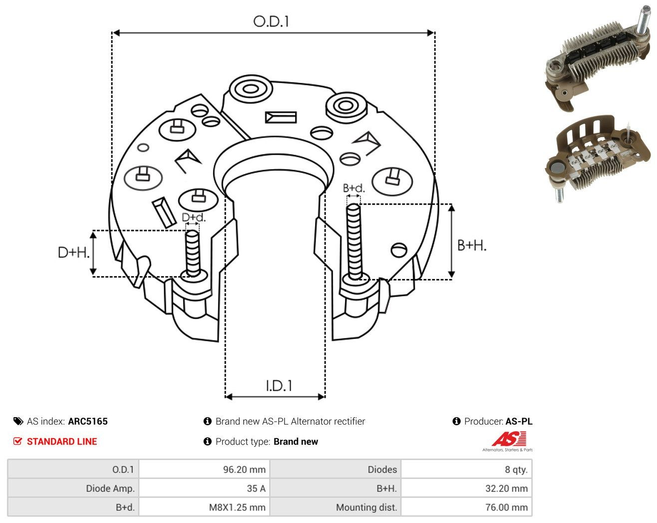 Puente de diodos, alternador para Smart FORTWO  451