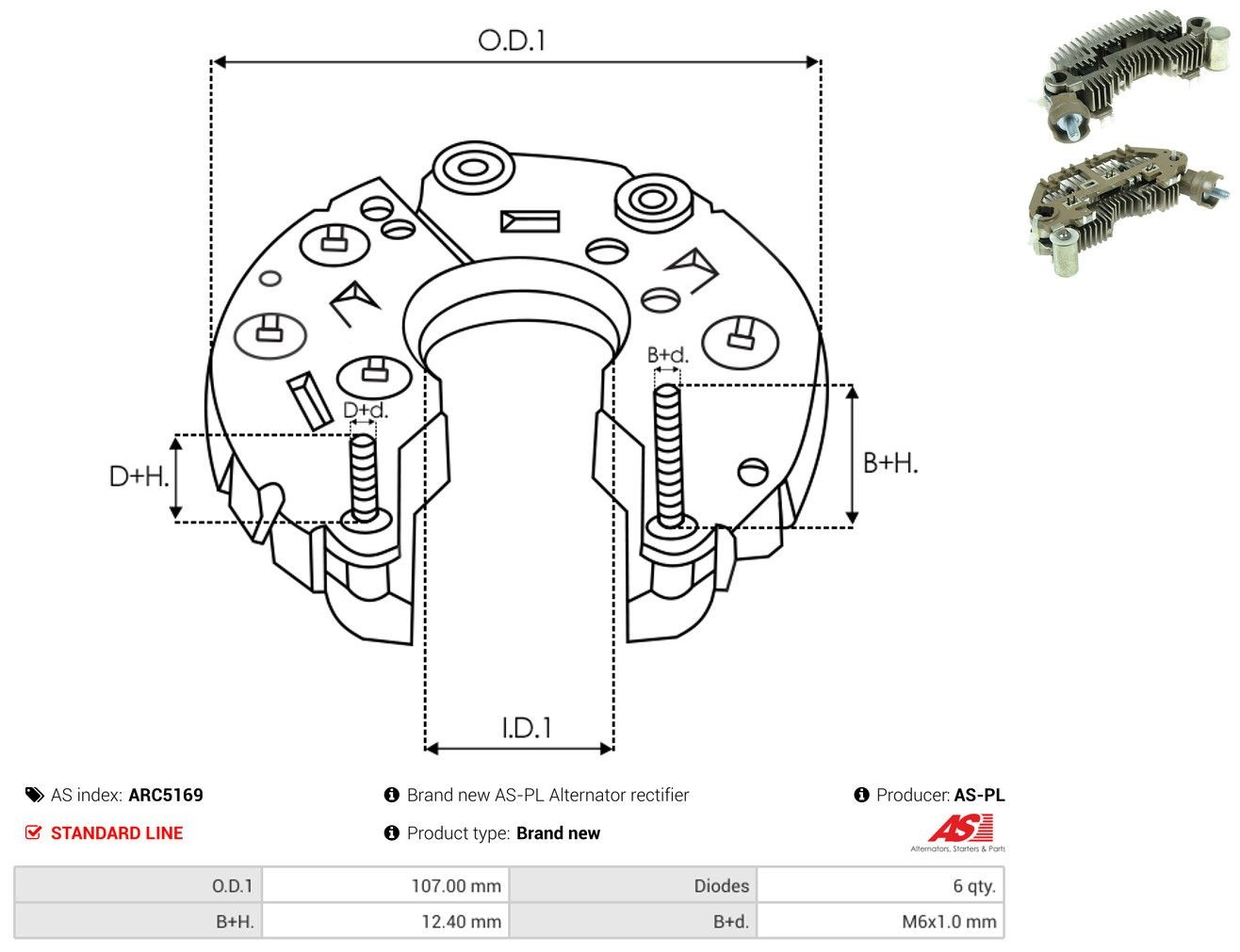 Puente rectificador del alternador KIA Rio I hatchback (DC) (2000 - 2006) precio, desde 37,72 EUR