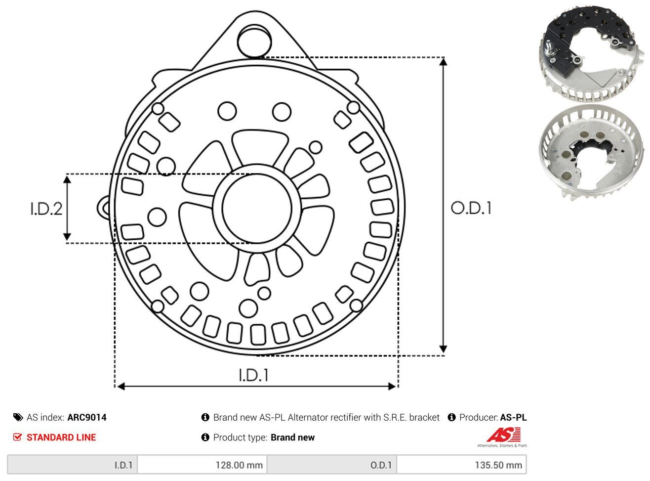 Puente de diodos, alternador para Ford Maverick II 1N2