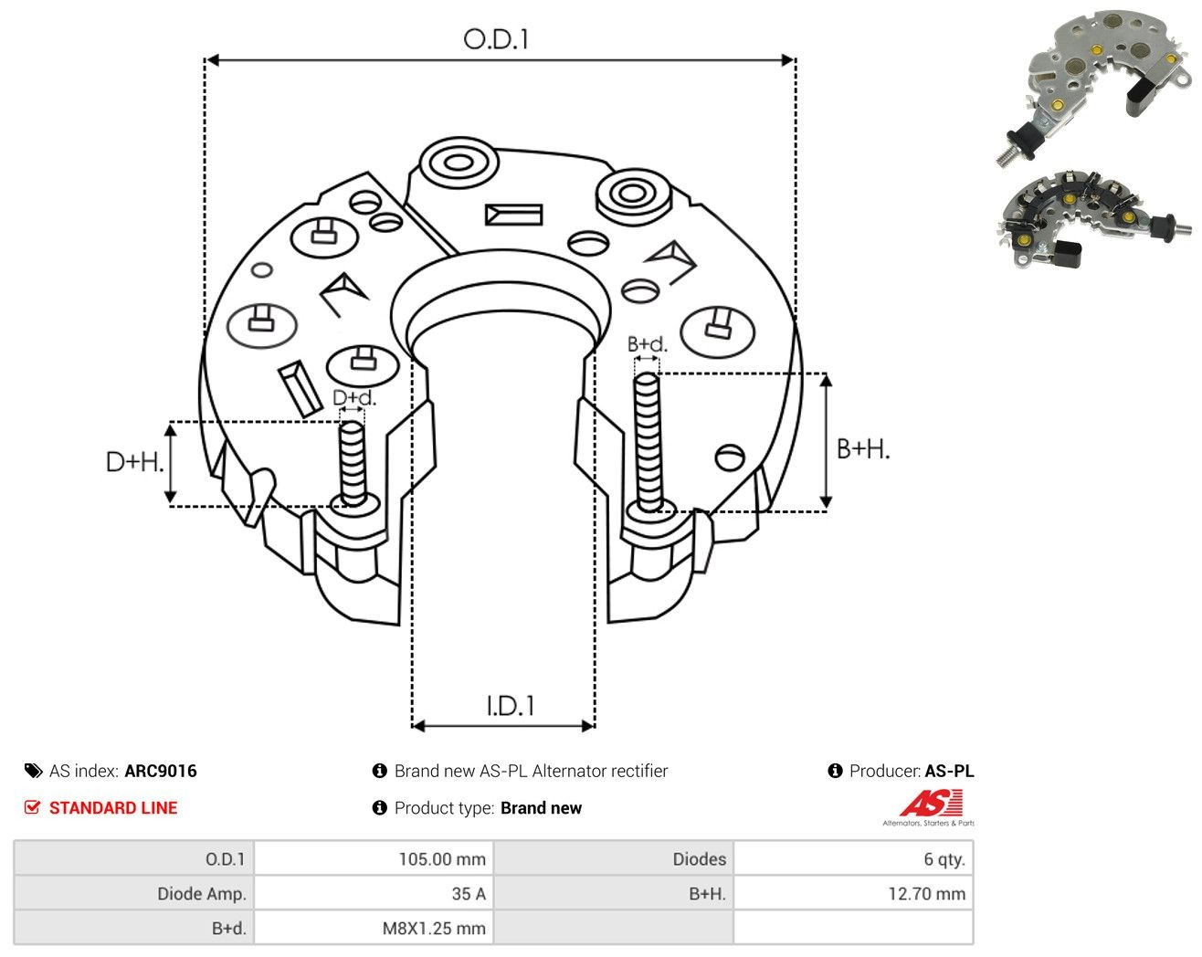 Puente de diodos, alternador para Daewoo Nubira I J10, J15