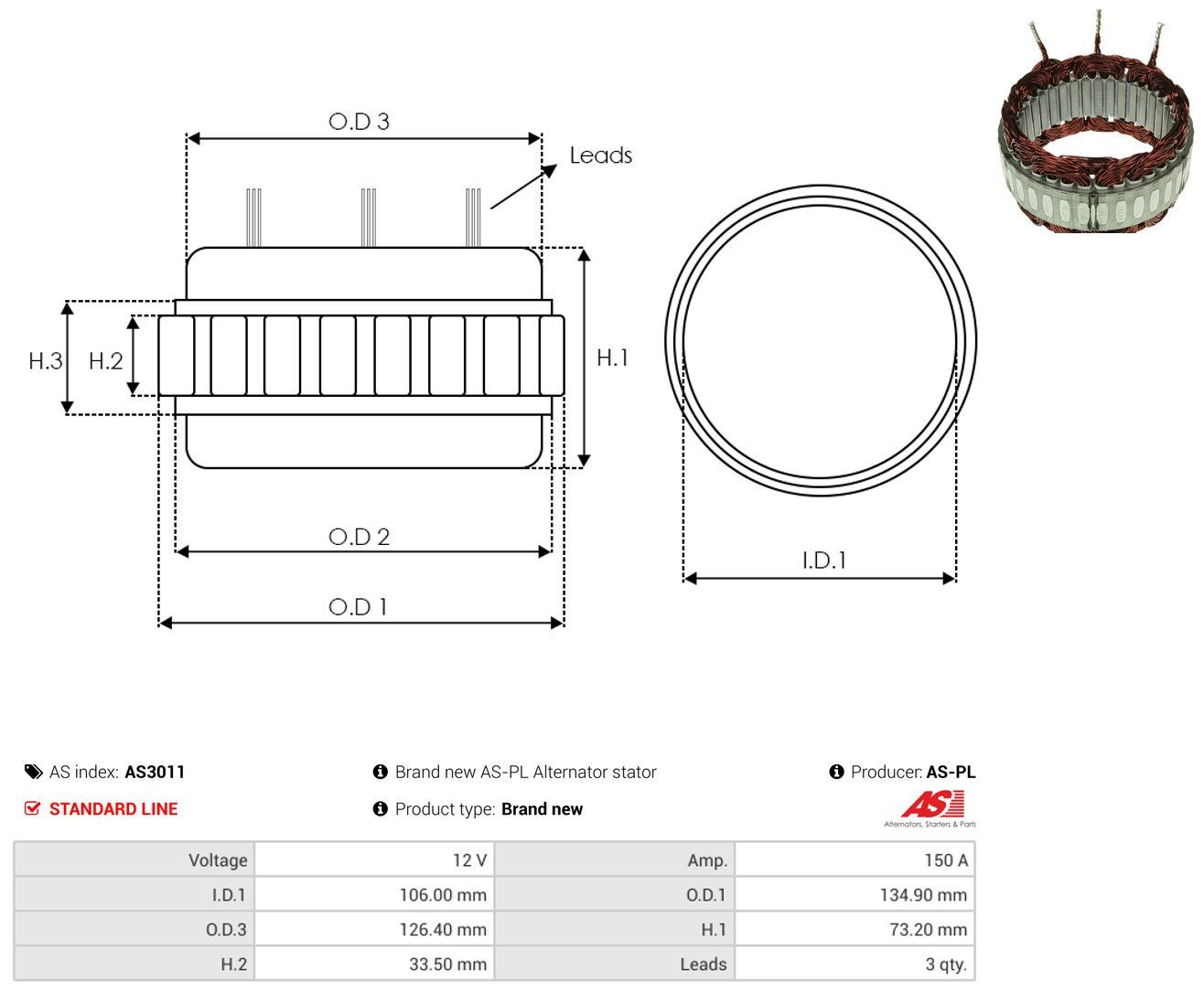 Estátor del alternador As-pl AS3011 precio, desde 58,60 EUR