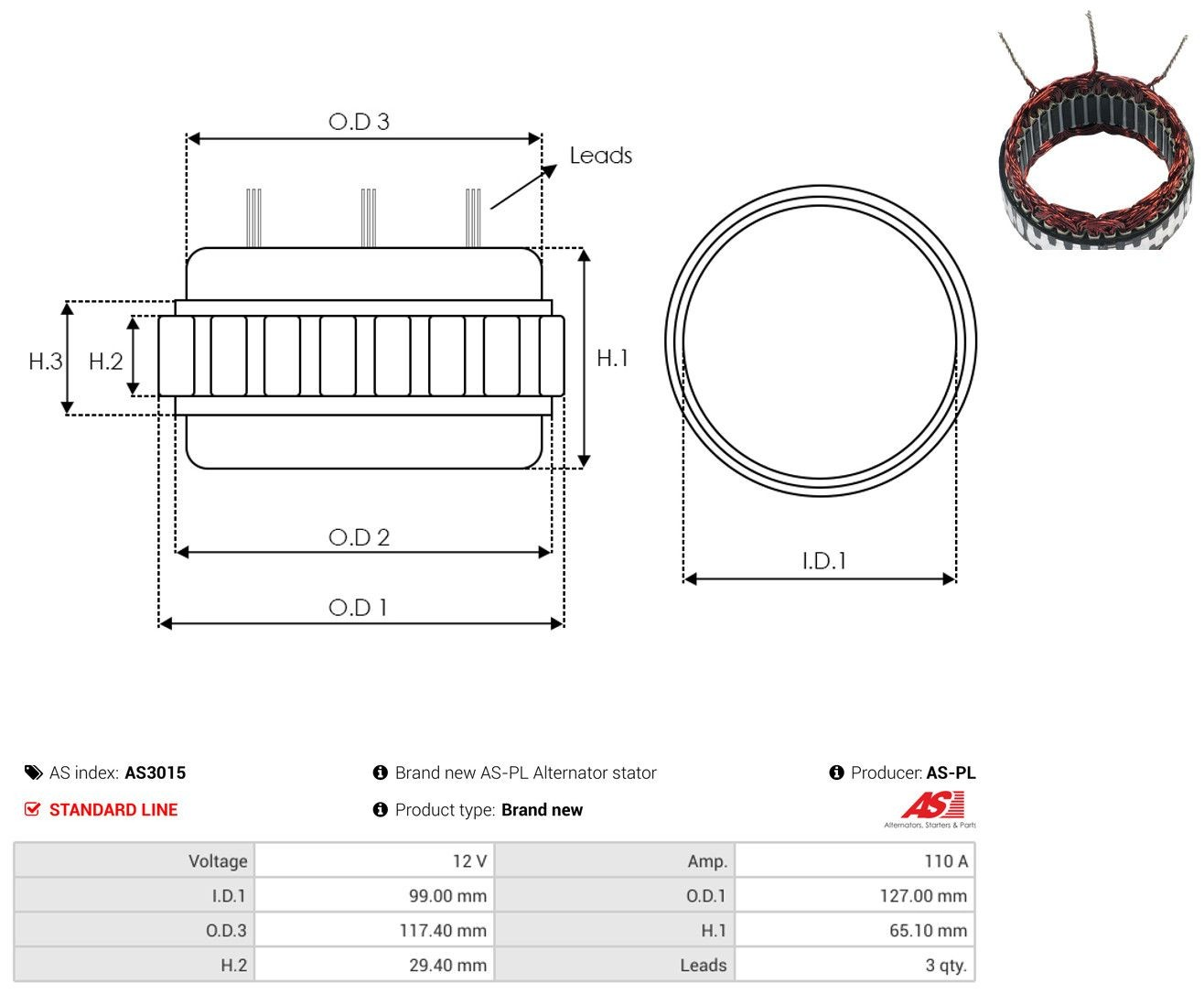Estátor del alternador As-pl AS3015 precio, desde 52,21 EUR