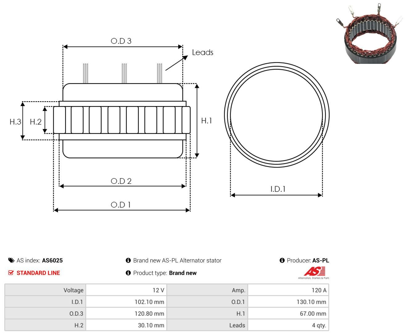 Estátor del alternador As-pl AS6025 precio, desde 50,96 EUR
