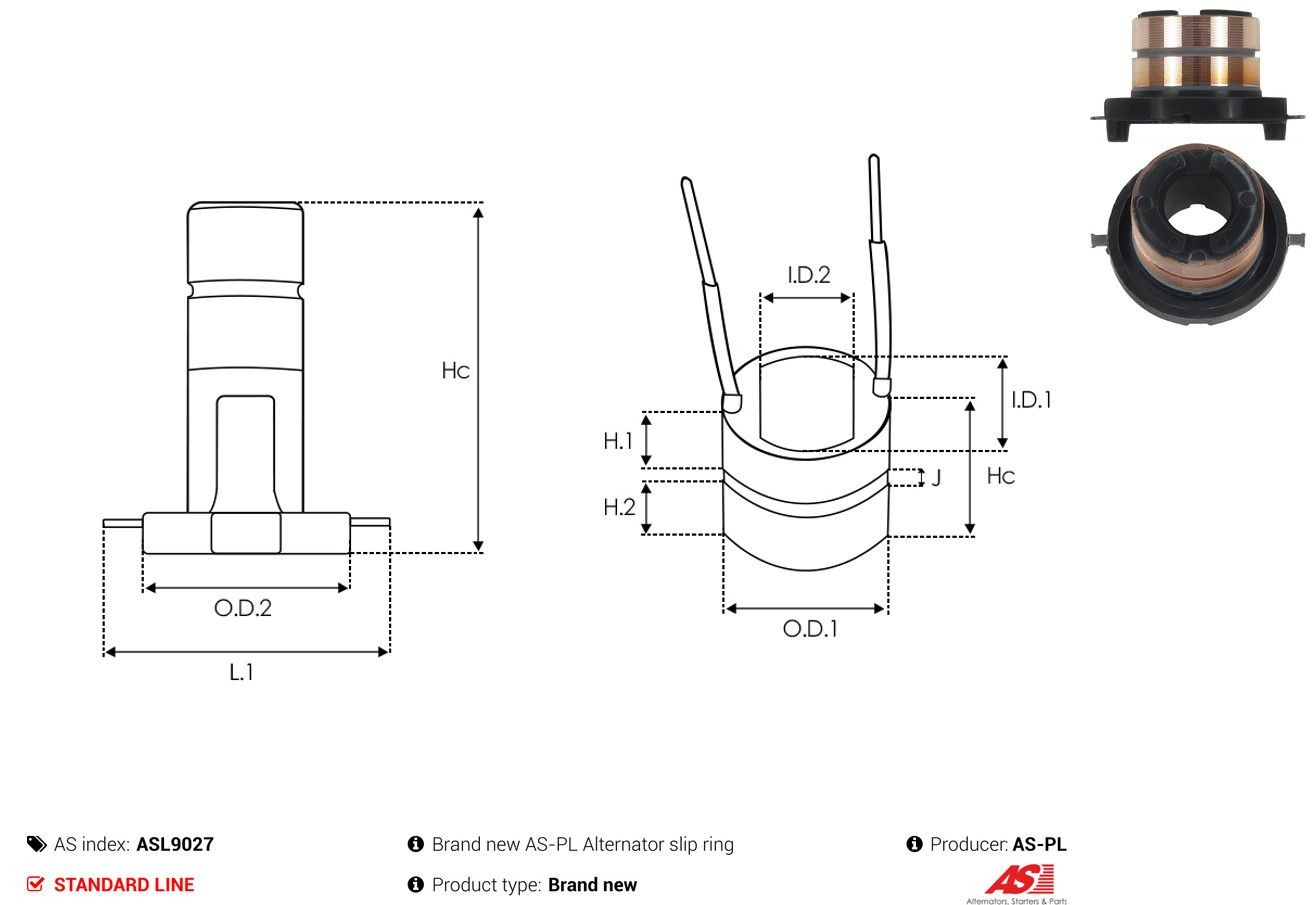 Colector de rotor de generador ASL9027 As-pl