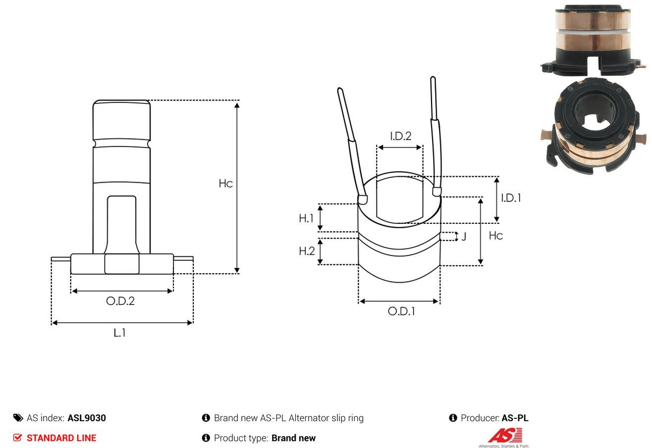 Colector de rotor de generador ASL9030 As-pl